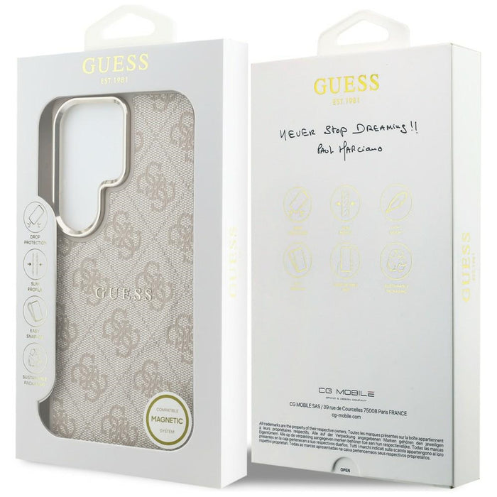 Калъф Guess 4G Embossed Ring MagSafe за Samsung Galaxy S26 Ultra - розов
