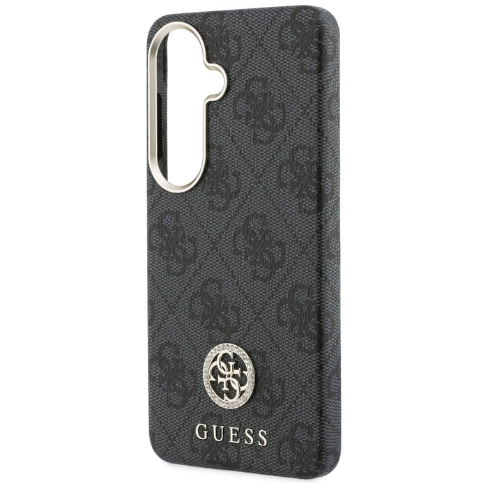 Калъф Guess 4G с кристали и кръгло лого MagSafe за Samsung Galaxy S26 - черен