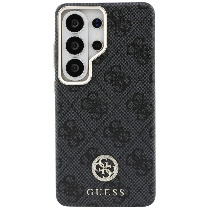 Калъф Guess 4G Rhinestone с кръгло лого MagSafe за Samsung Galaxy S26 Ultra - черен