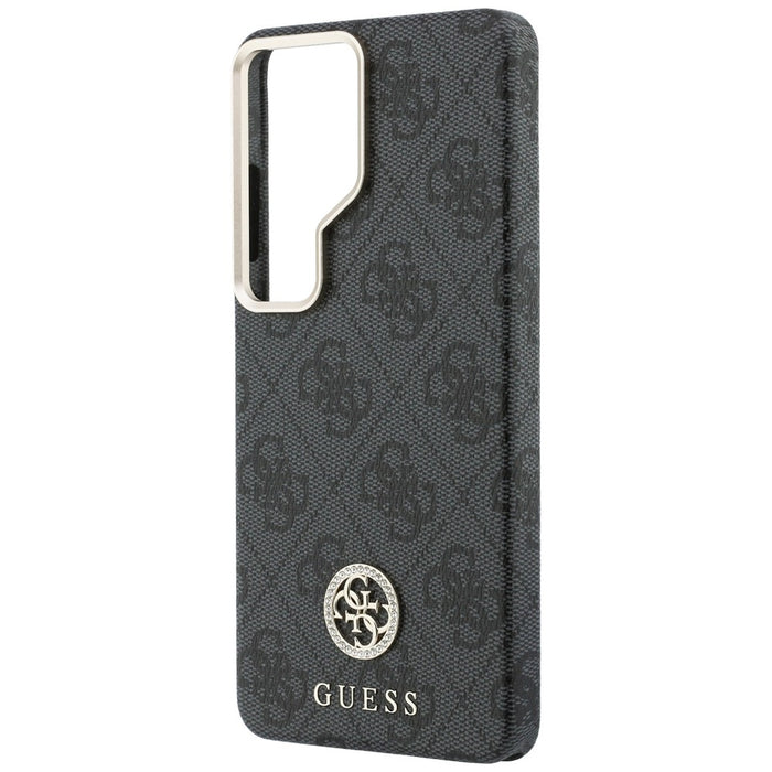 Калъф Guess 4G Rhinestone с кръгло лого MagSafe за Samsung Galaxy S26 Ultra - черен