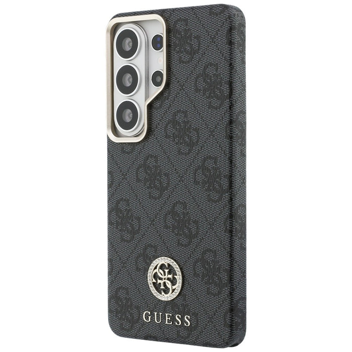 Калъф Guess 4G Rhinestone с кръгло лого MagSafe за Samsung Galaxy S26 Ultra - черен