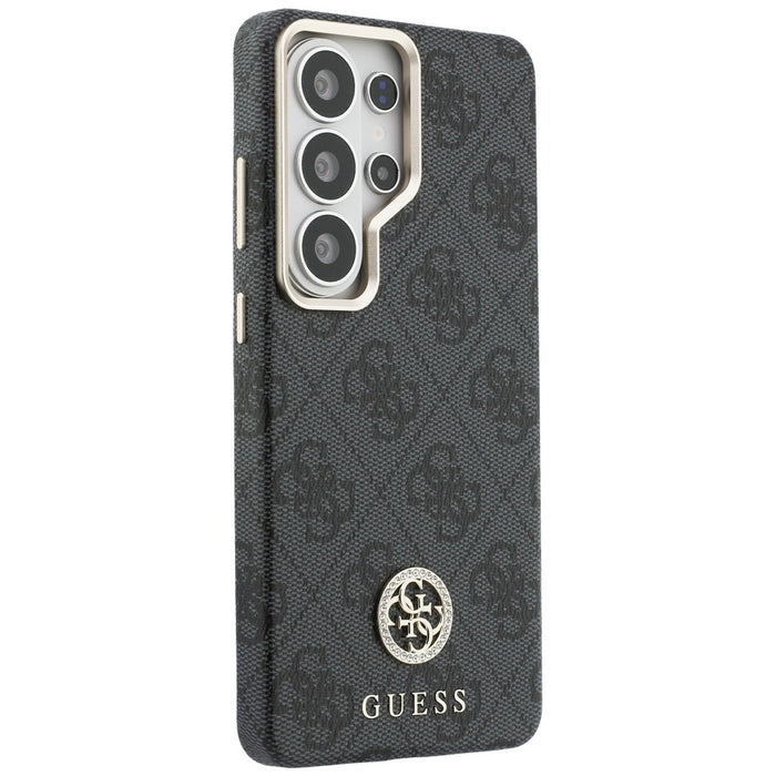 Калъф Guess 4G Rhinestone с кръгло лого MagSafe за Samsung Galaxy S26 Ultra - черен