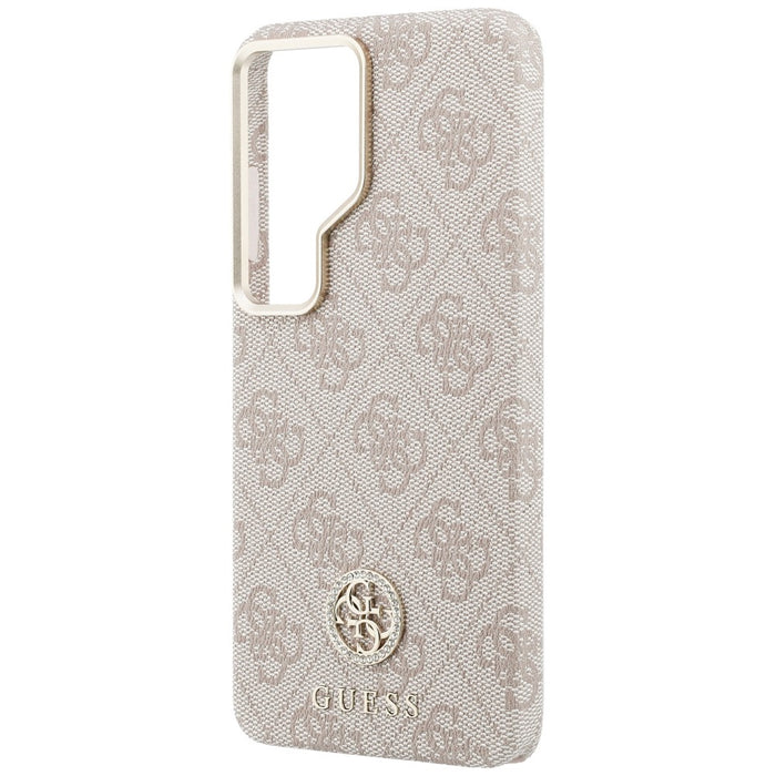 Калъф Guess 4G Rhinestone с кръгло лого MagSafe за Samsung Galaxy S26 Ultra - розов