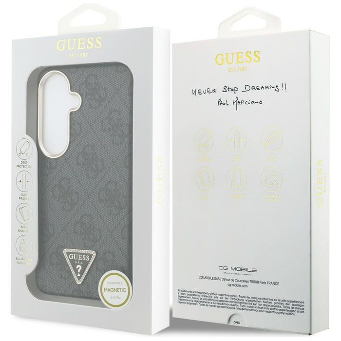Калъф Guess 4G с триъгълно лого MagSafe за Samsung Galaxy S26 - черен