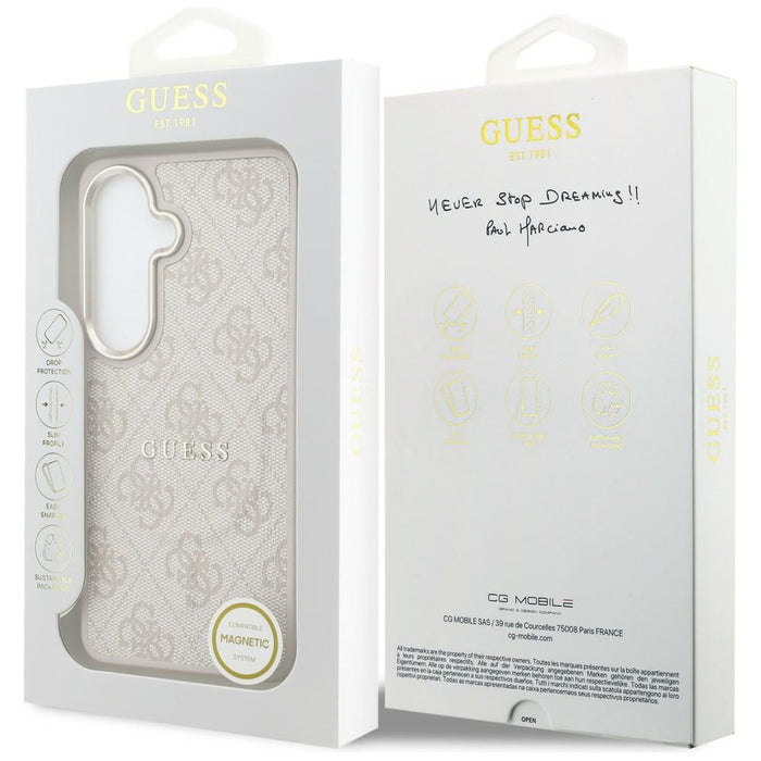 Калъф Guess 4G Embossed Ring MagSafe за Samsung Galaxy S26+ - розов