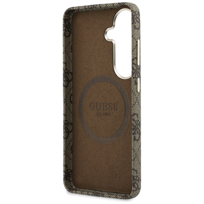Калъф Guess 4G Script MagSafe за Samsung Galaxy S26 - кафяв