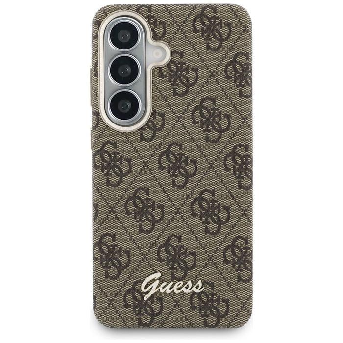 Калъф Guess 4G Script MagSafe за Samsung Galaxy S26 - кафяв