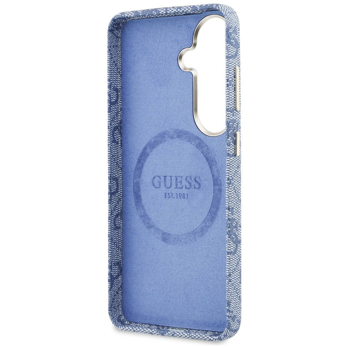 Калъф Guess 4G Script MagSafe за Samsung Galaxy S26 - син