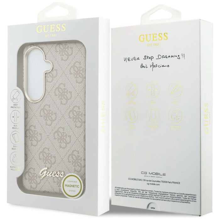 Калъф Guess 4G Script MagSafe за Samsung Galaxy S26 - розов
