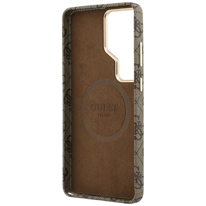 Калъф Guess 4G Script MagSafe за Samsung Galaxy S26 Ultra - кафяв