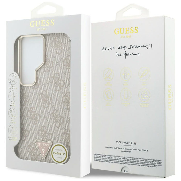 Калъф Guess 4G с триъгълно лого MagSafe за Samsung Galaxy S26 Ultra - розов