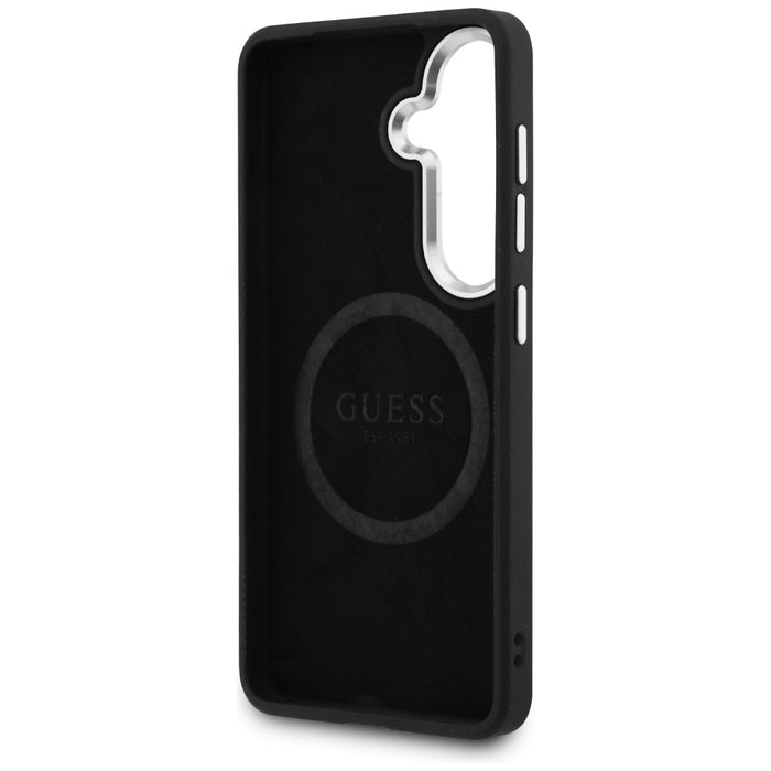 Калъф Guess Fixed Glitter Triangle MagSafe за Samsung Galaxy S26 - черен