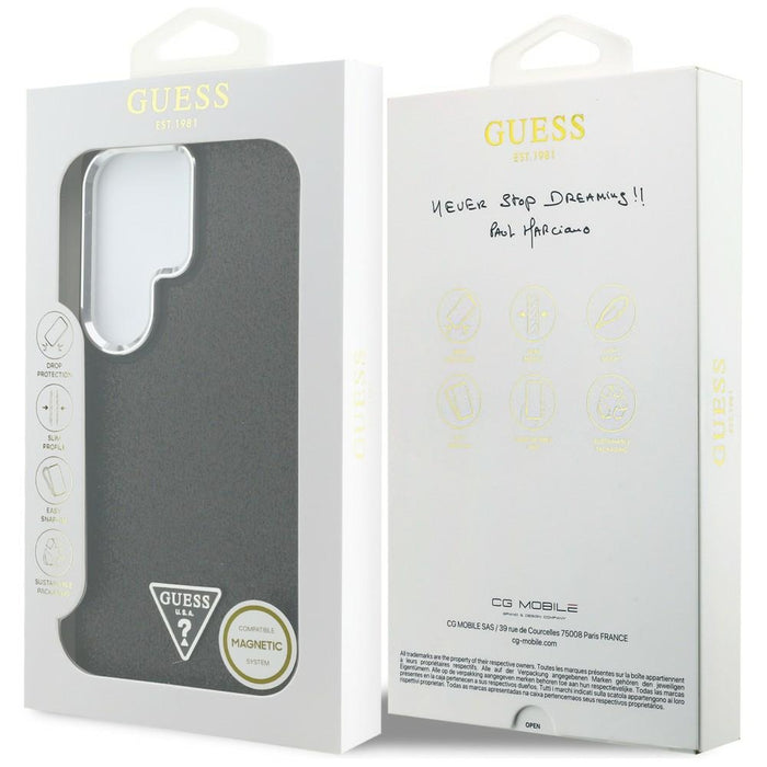 Калъф Guess Fixed Glitter Triangle MagSafe за Samsung Galaxy S26 Ultra - черен