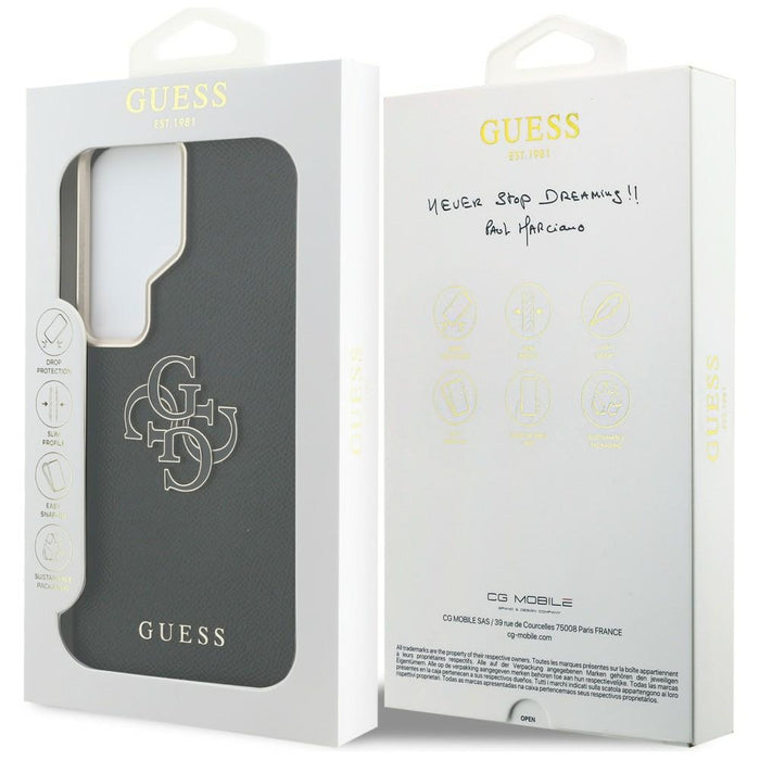 Кейс Guess Grained Big 4G Metal Logo за Samsung Galaxy S26 Ultra - черен