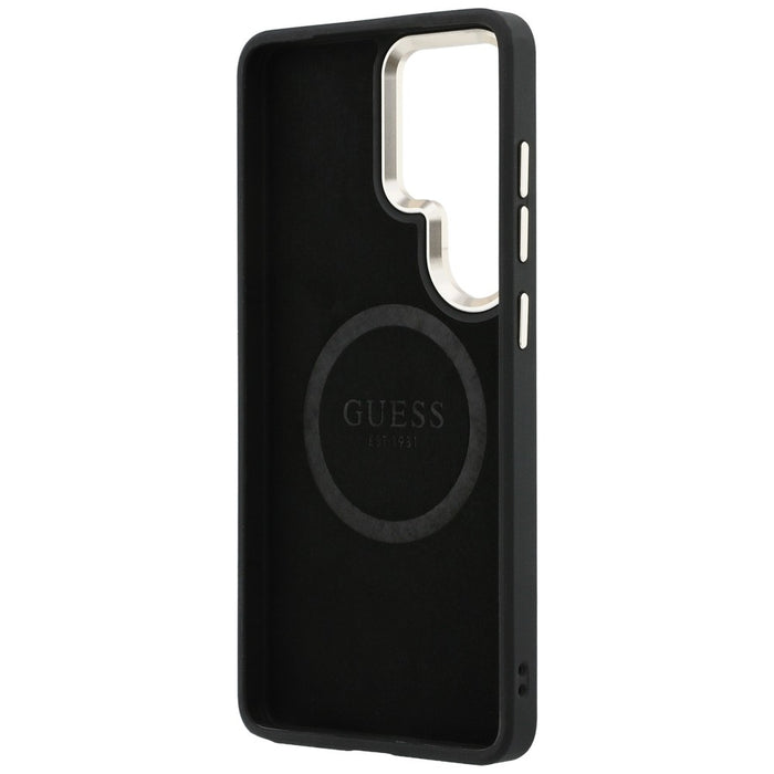 Калъф Guess с перфорирано лого MagSafe за Samsung Galaxy S26 Ultra - черен