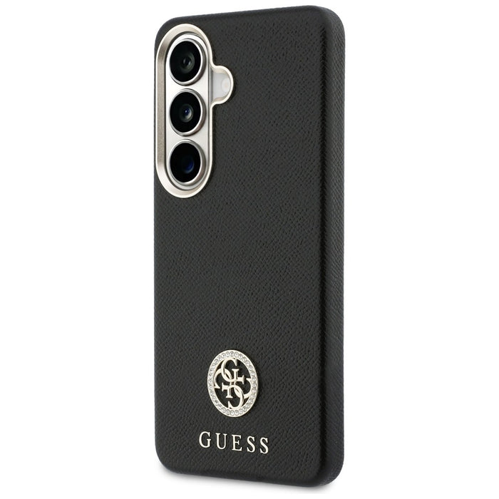 Калъф Guess MagSafe с кръгло лого с кристали за Samsung Galaxy S26 - черен