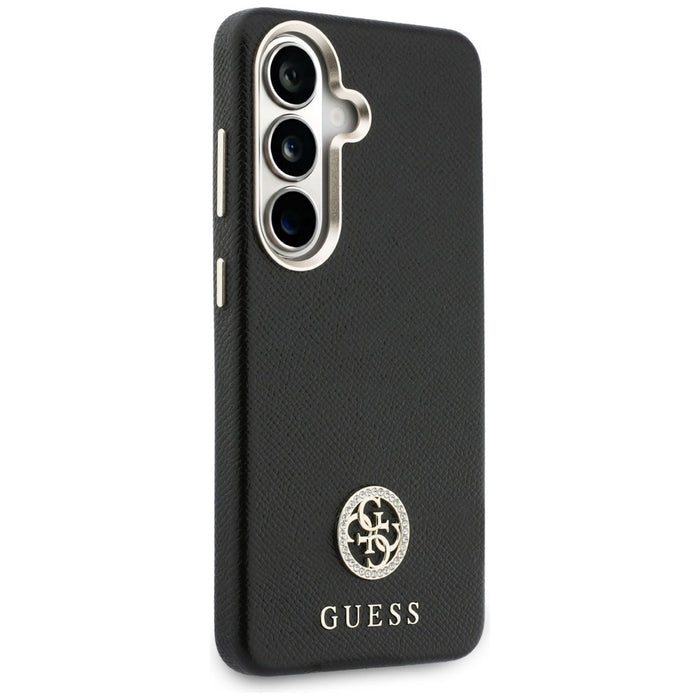 Калъф Guess MagSafe с кръгло лого с кристали за Samsung Galaxy S26 - черен