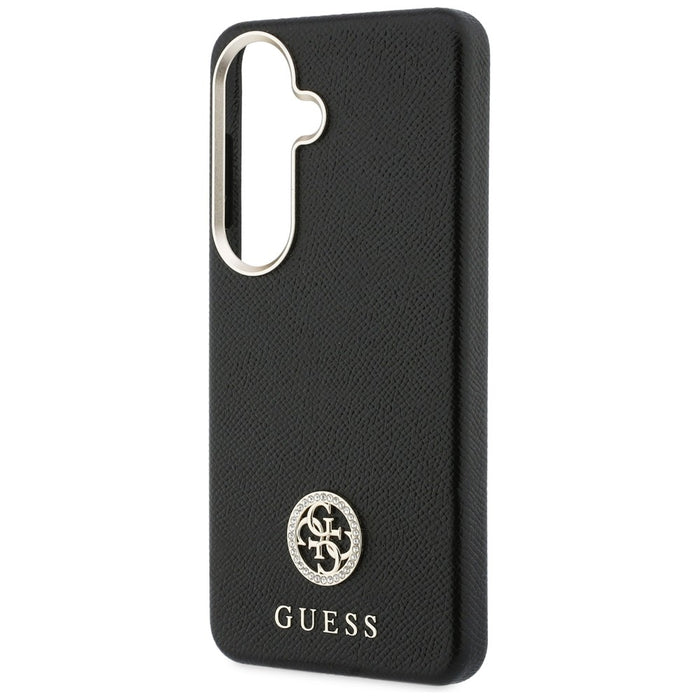 Калъф Guess MagSafe с кръгло лого с кристали за Samsung Galaxy S26 - черен