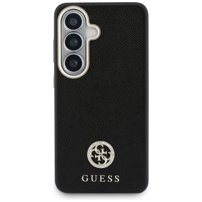 Калъф Guess MagSafe с кръгло лого с кристали за Samsung Galaxy S26 - черен