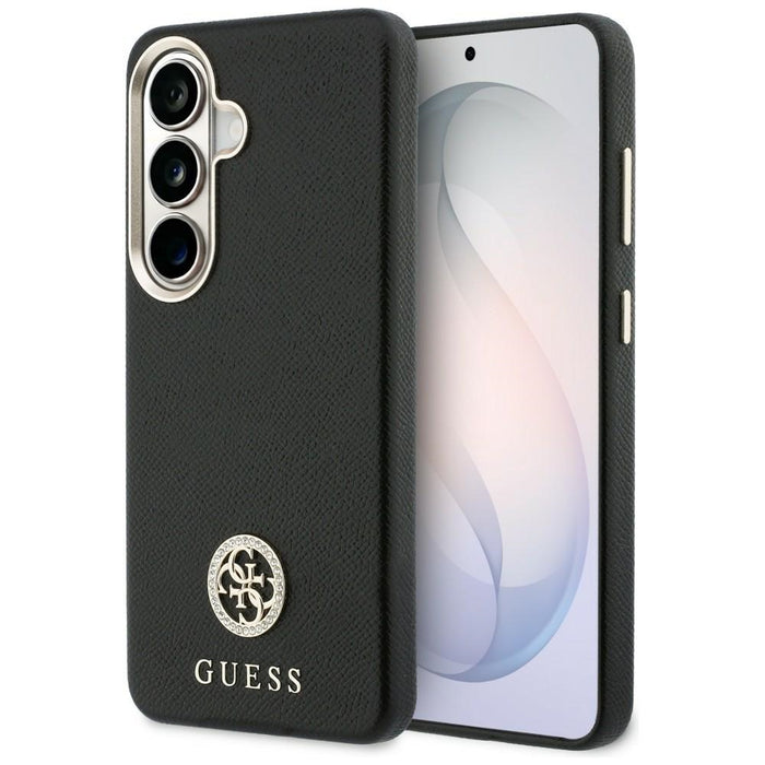 Калъф Guess MagSafe с кръгло лого с кристали за Samsung Galaxy S26 - черен