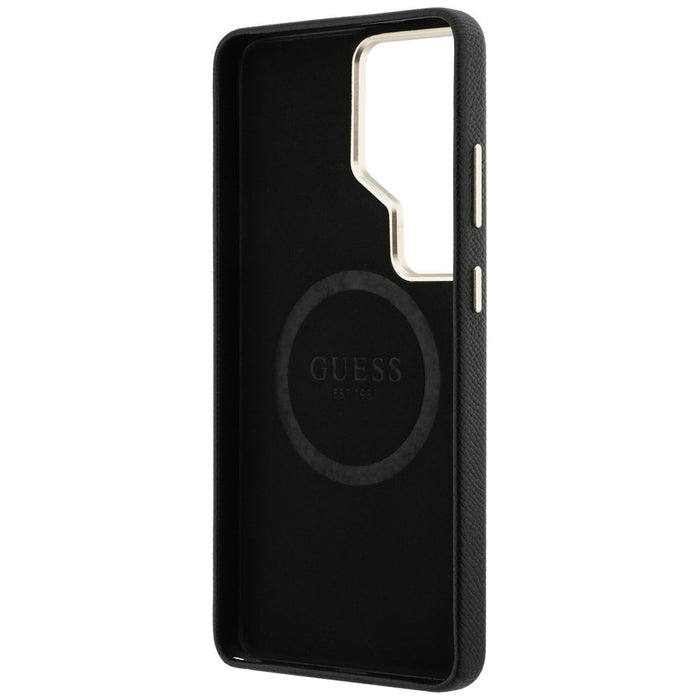 Калъф Guess MagSafe с кръгло лого с кристали за Samsung Galaxy S26 Ultra - черен