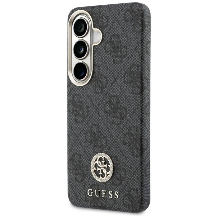 Калъф Guess 4G с кристали и кръгло лого MagSafe за Samsung Galaxy S26+ - черен