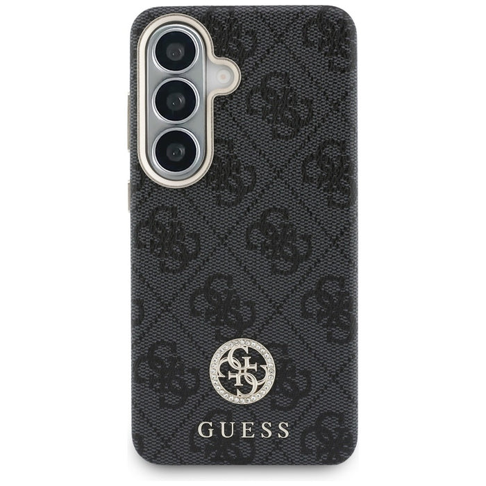 Калъф Guess 4G с кристали и кръгло лого MagSafe за Samsung Galaxy S26+ - черен