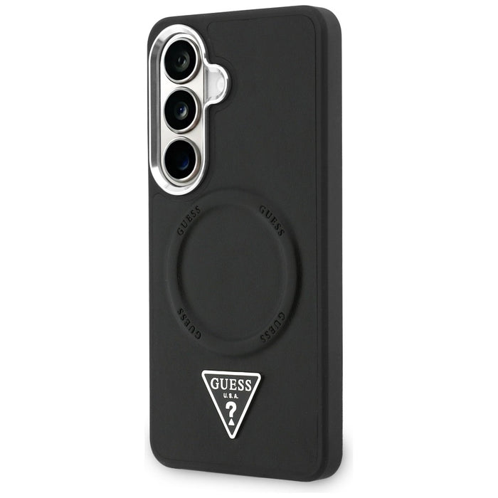 Калъф Guess Embossed Ring Triangle Logo MagSafe за Samsung Galaxy S26 - черен