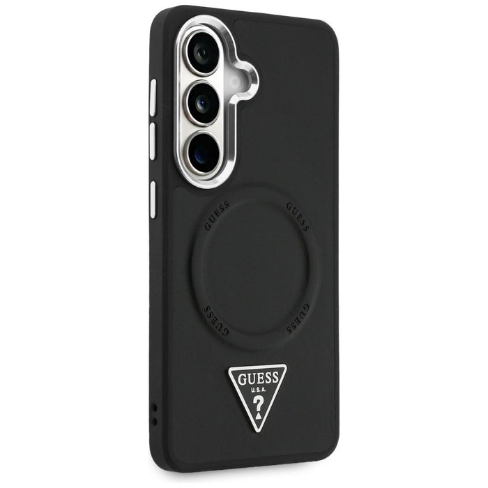 Калъф Guess Embossed Ring Triangle Logo MagSafe за Samsung Galaxy S26 - черен