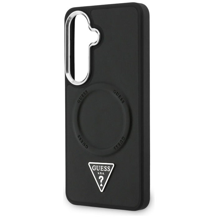 Калъф Guess Embossed Ring Triangle Logo MagSafe за Samsung Galaxy S26 - черен