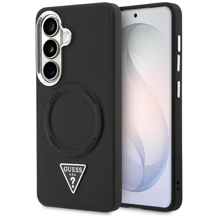 Калъф Guess Embossed Ring Triangle Logo MagSafe за Samsung Galaxy S26 - черен