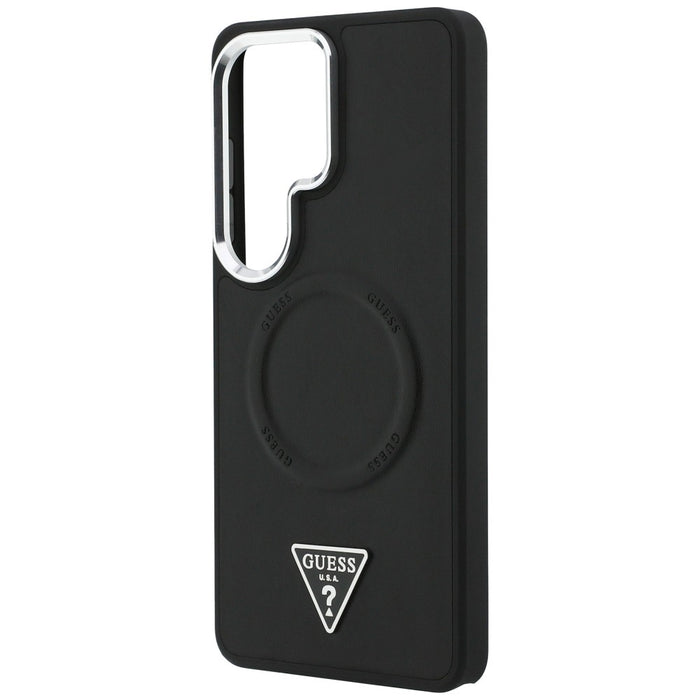 Калъф Guess с релефен пръстен и триъгълно лого MagSafe за Samsung Galaxy S26 Ultra - черен