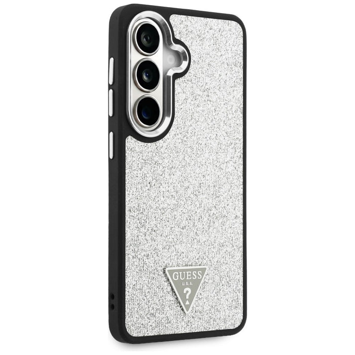 Калъф Guess Fixed Glitter Triangle MagSafe за Samsung Galaxy S26+ - сребрист