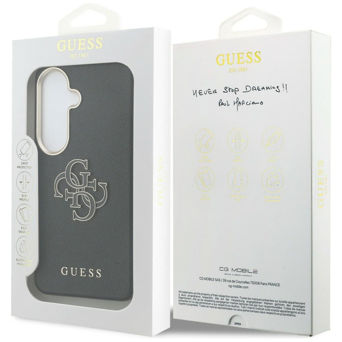 Кейс Guess Grained Big 4G Metal Logo за Samsung Galaxy S26+ - черен
