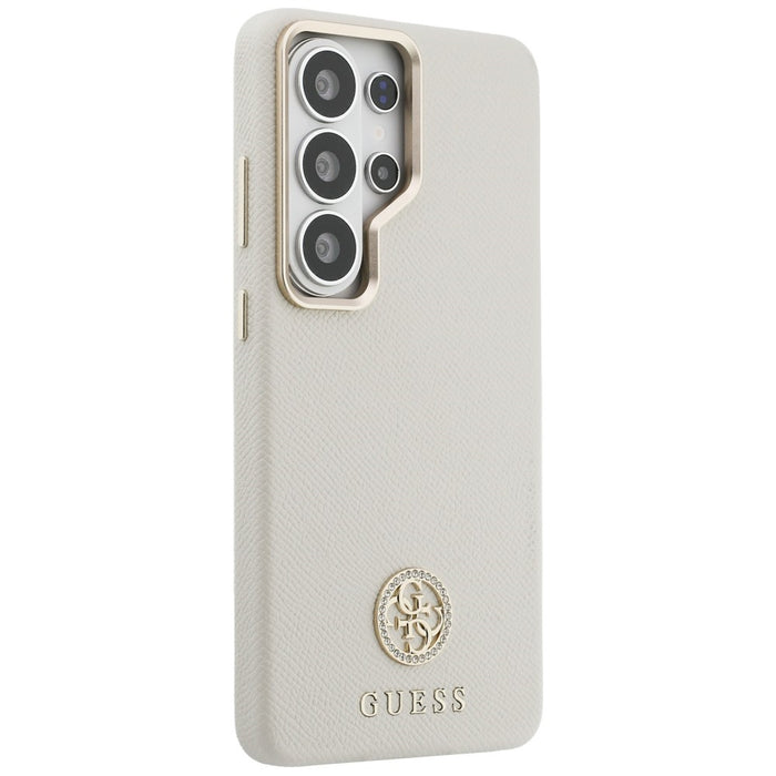 Калъф Guess MagSafe с кръгло лого с кристали за Samsung Galaxy S26 Ultra - бежов