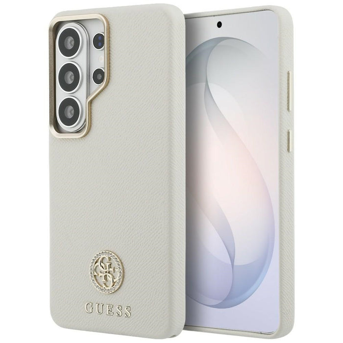 Калъф Guess MagSafe с кръгло лого с кристали за Samsung Galaxy S26 Ultra - бежов