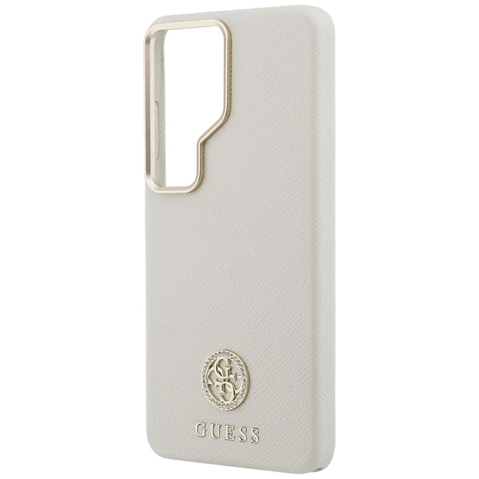 Калъф Guess MagSafe с кръгло лого с кристали за Samsung Galaxy S26 Ultra - бежов