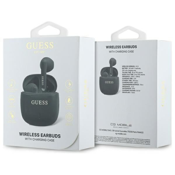 Безжични Bluetooth слушалки Guess с класическо лого - черни