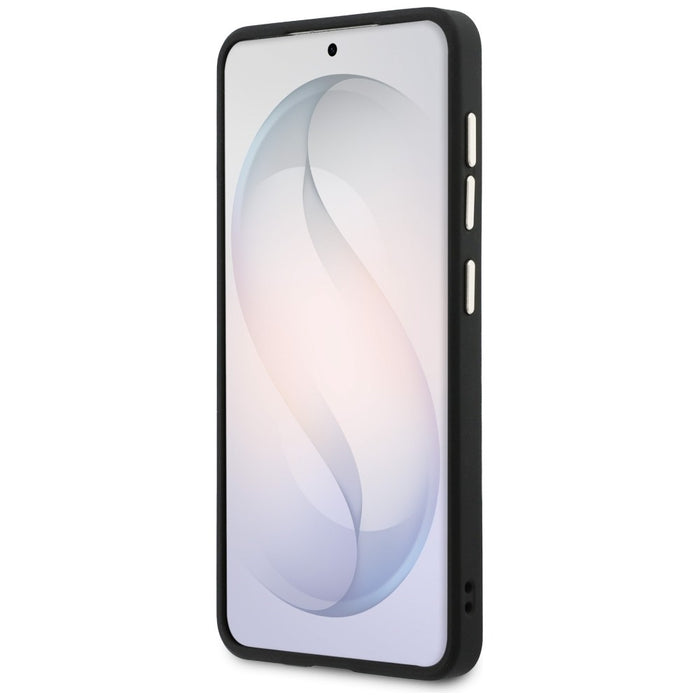 Калъф Guess Saffiano Peony Embossed Ring MagSafe за Samsung Galaxy S26+ - черен