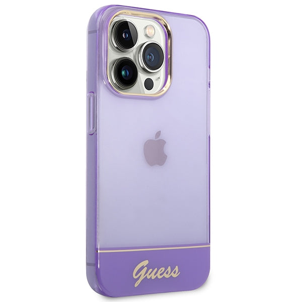 Прозрачен калъф Guess за iPhone 14 Pro Max - лилав