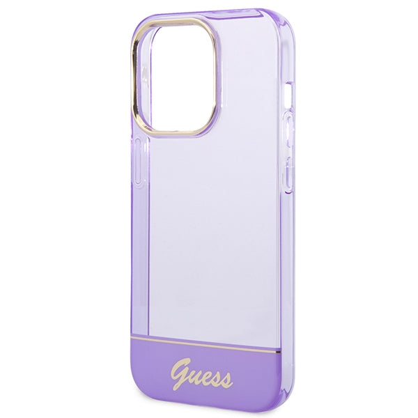 Прозрачен калъф Guess за iPhone 14 Pro Max - лилав