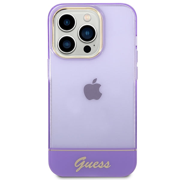 Прозрачен калъф Guess за iPhone 14 Pro Max - лилав