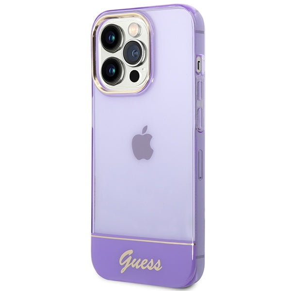 Прозрачен калъф Guess за iPhone 14 Pro Max - лилав