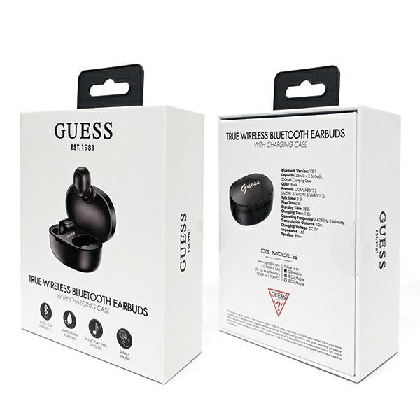 Безжични Bluetooth слушалки Guess GUTWST30BKTWS + Докинг станция - Черни