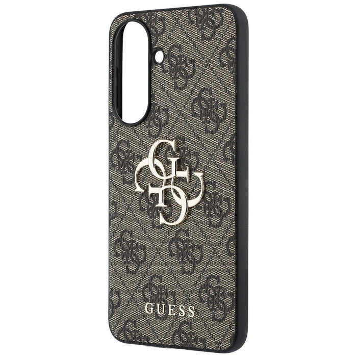 Кожен калъф Guess с метално лого за Samsung Galaxy A37 5G - кафяв