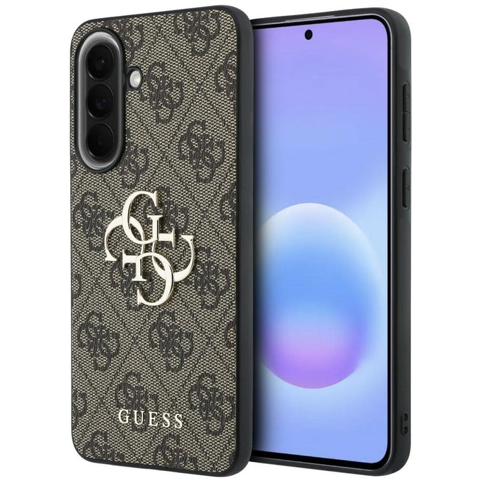 Кожен калъф Guess с метално лого за Samsung Galaxy A37 5G - кафяв