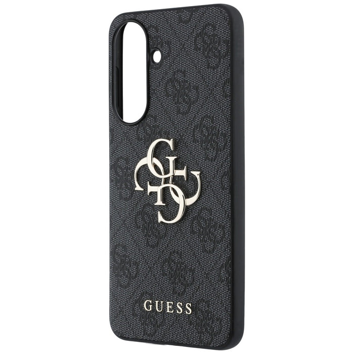 Кожен калъф Guess с метално лого за Samsung Galaxy A37 5G - черен