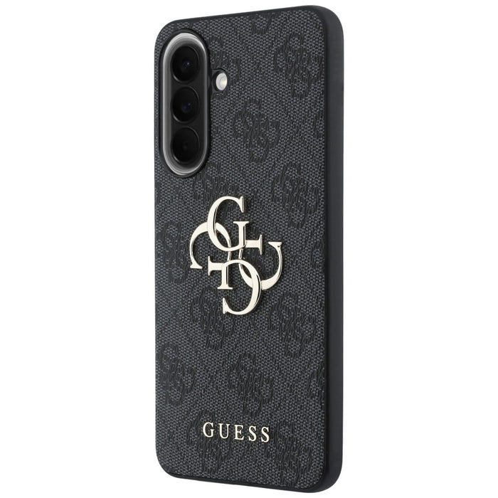 Кожен калъф Guess с метално лого за Samsung Galaxy A37 5G - черен