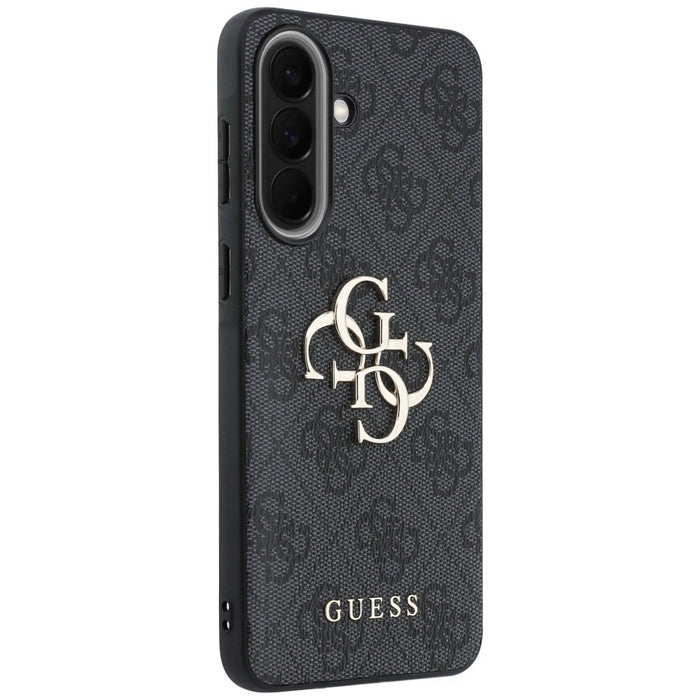 Кожен калъф Guess с метално лого за Samsung Galaxy A37 5G - черен