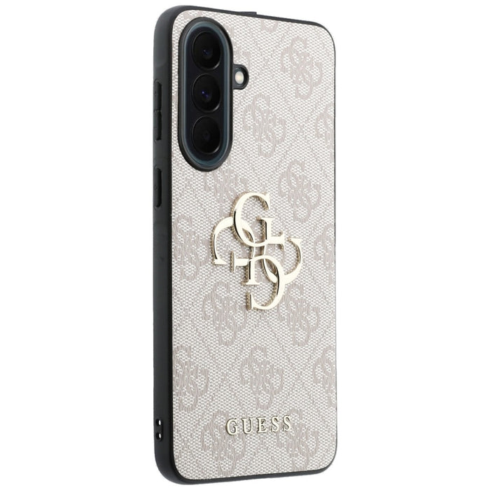 Кожен калъф Guess с метално лого за Samsung Galaxy A37 5G - розов